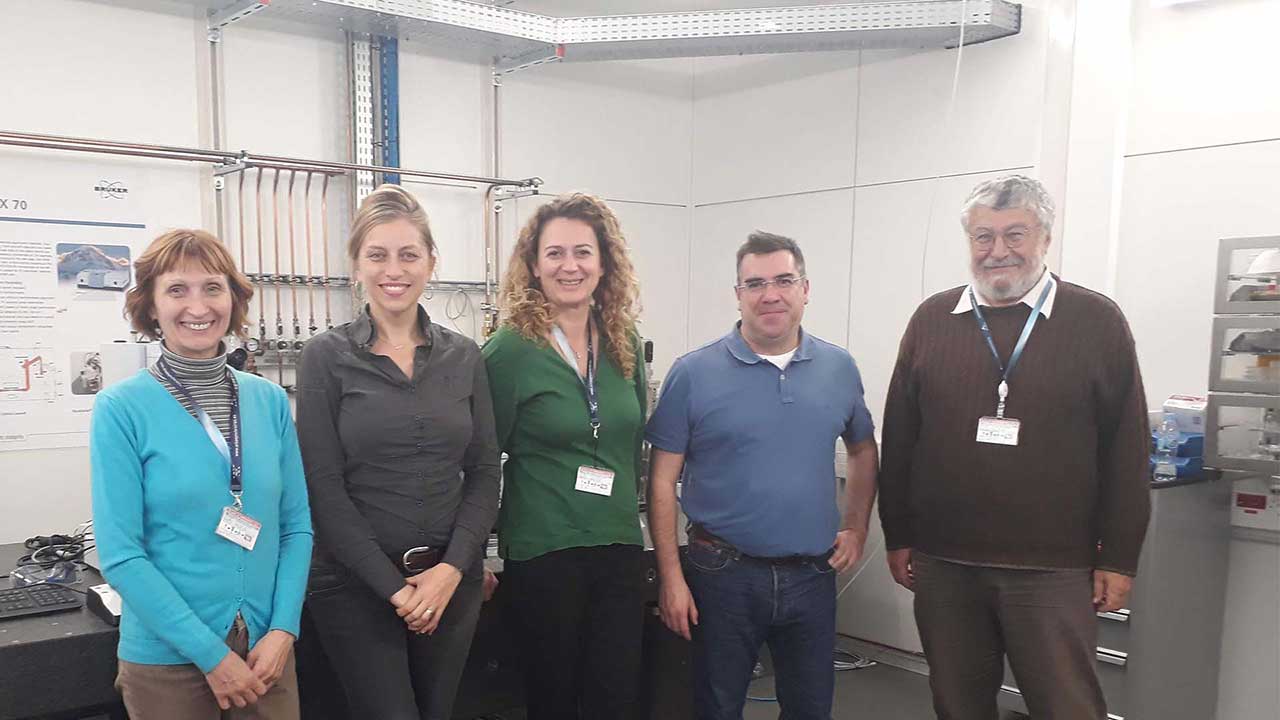 Photo of the researchers involved in the Subcellular characterization project: (from left to right) Ksenija Radotić, Tanja Dučić, M V. Martínez, M. Algarra and Željko Vučinić.